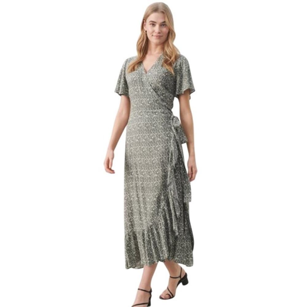 Part Two Copenhagen Agave Green Clarina V Neck Midi Wrap Dress
